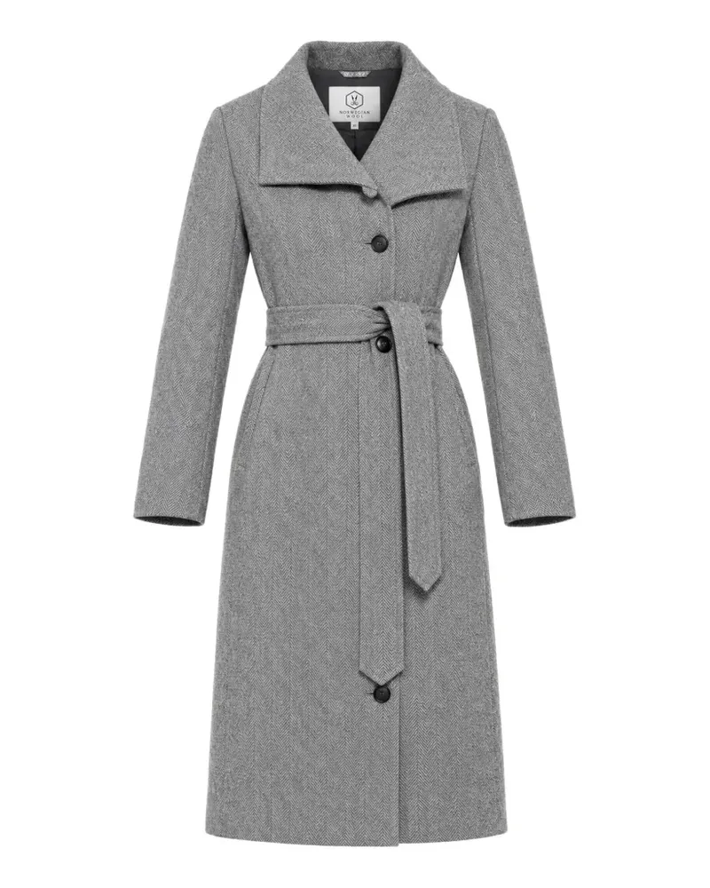 Norwegian Wool herringbone belted coat - Grau Grau