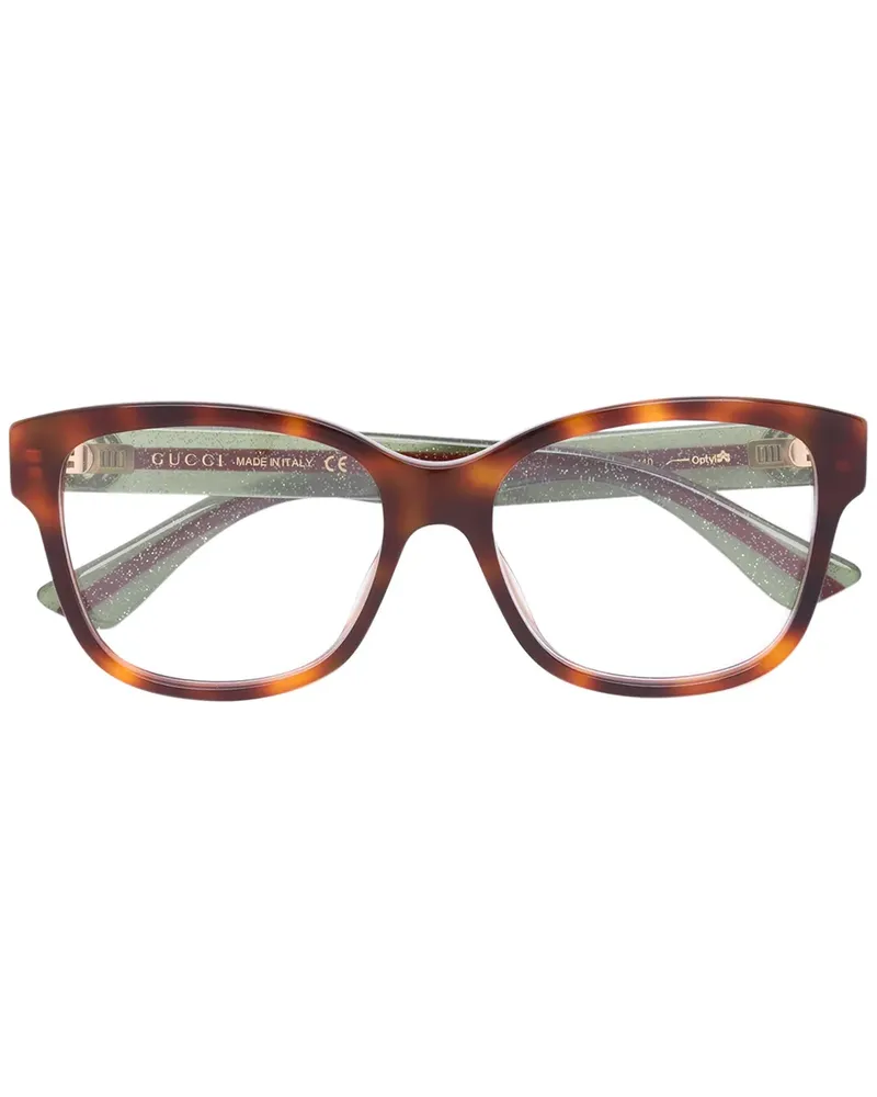 Gucci Brille mit Webstreifen - Braun Braun