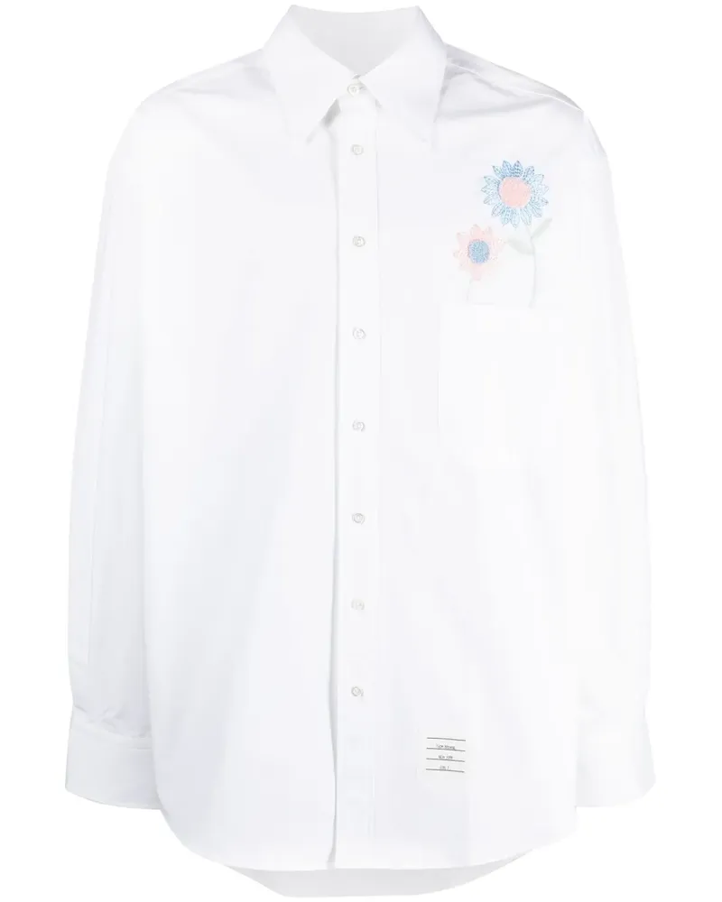 Thom Browne Hemd mit aufgestickten Blumen - Weiß Weiß