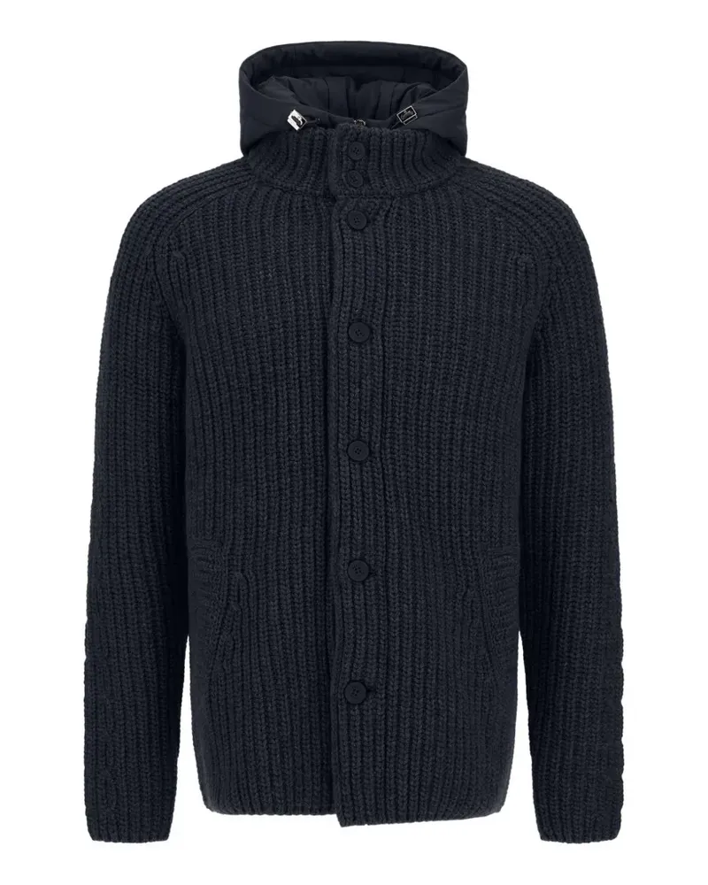 Herno Zopfmuster-Cardigan mit Maiskolben-Stickerei - Blau Blau
