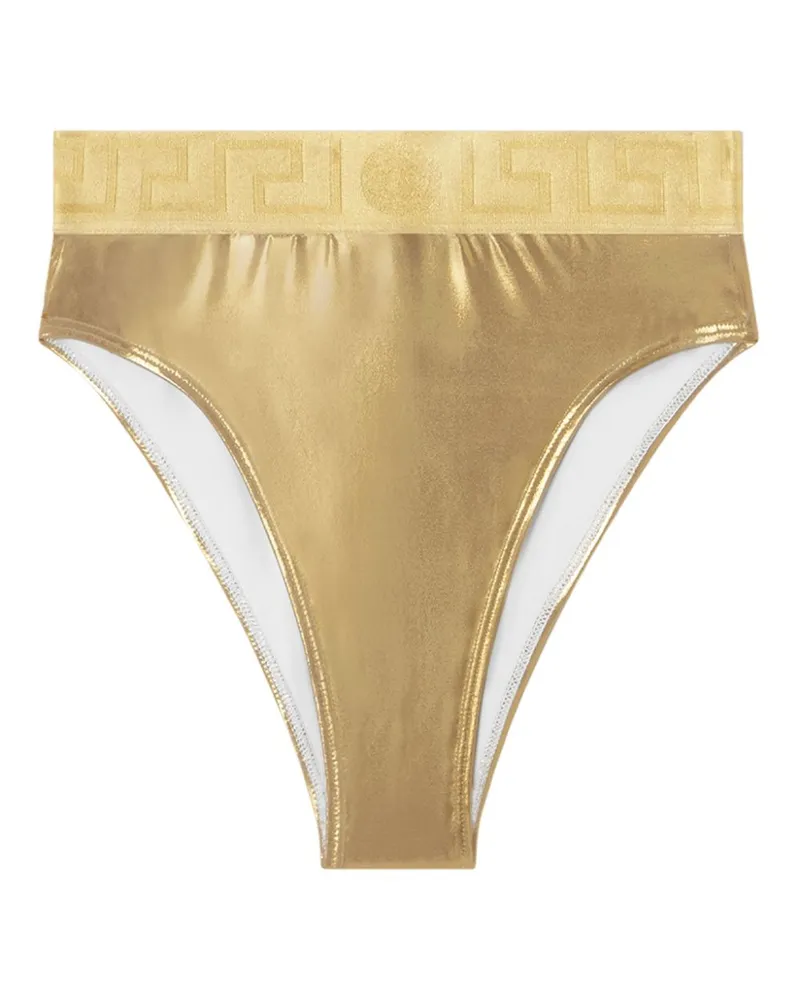 Versace Greca Border Bikinihöschen im Metallic-Look - Gold Gold