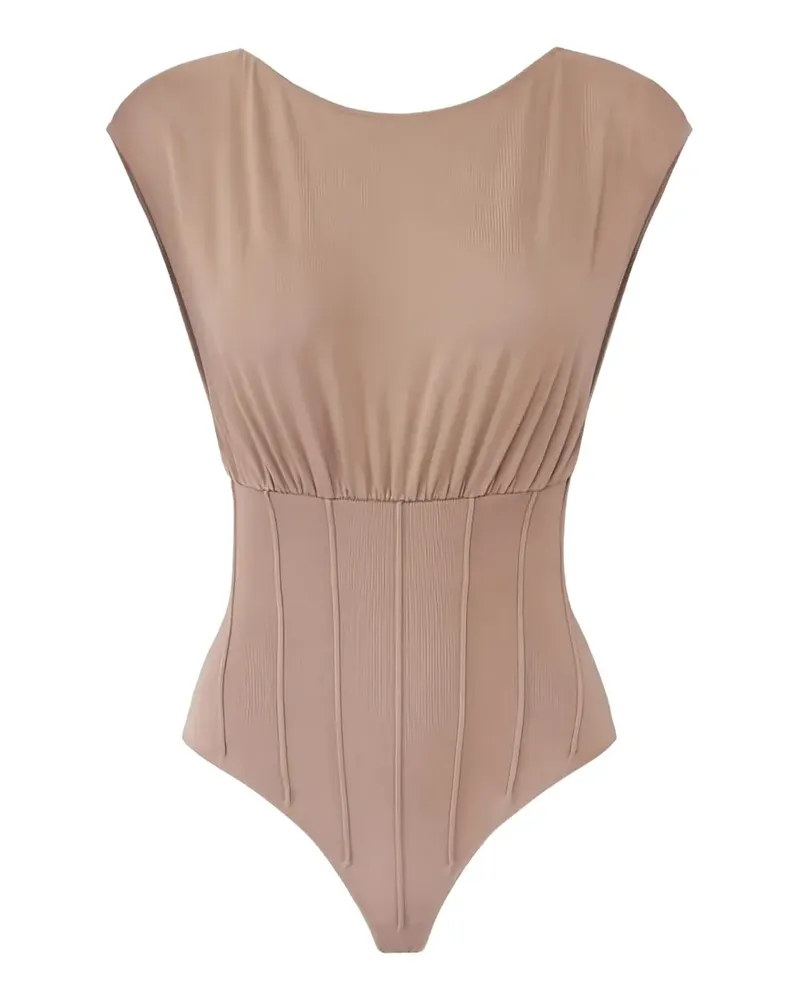 Elisabetta Franchi ribbed necklace-detail bodysuit - Nude Nude