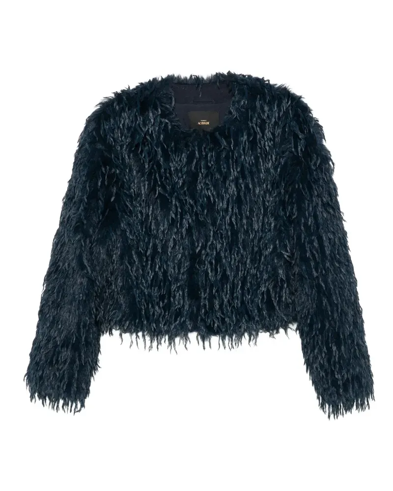 Twin-Set Cropped-Jacke mit Rundhalsausschnitt - Blau Blau
