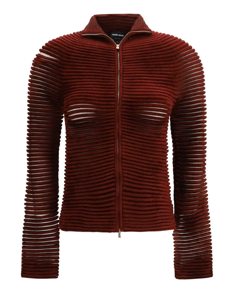 Giorgio Armani Ottoman Cardigan aus geripptem Strick mit Reißverschluss - Rot Rot