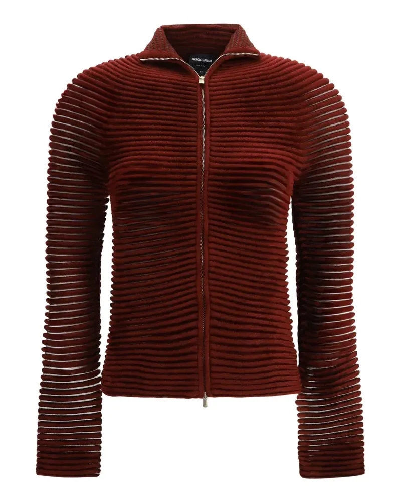 Giorgio Armani Ottoman Cardigan aus geripptem Strick mit Reißverschluss - Rot Rot