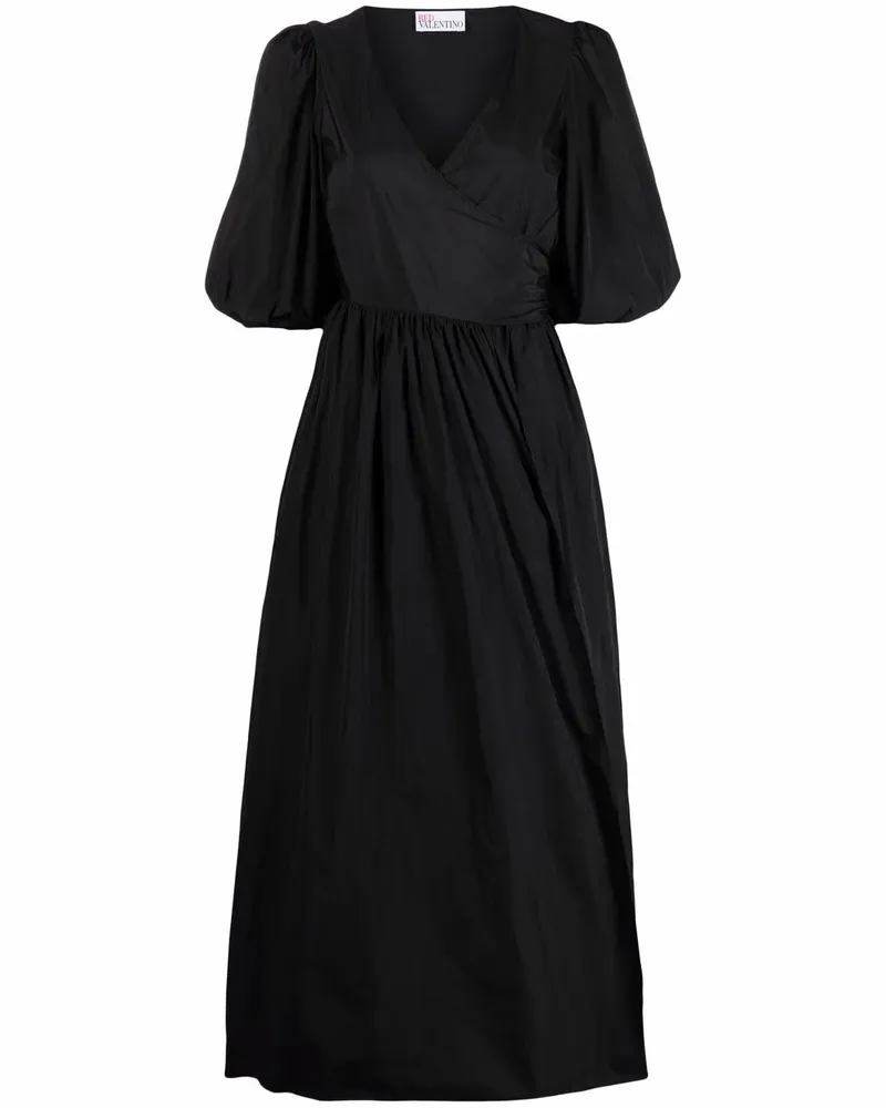 RED Valentino Midikleid mit V-Ausschnitt - Schwarz Schwarz