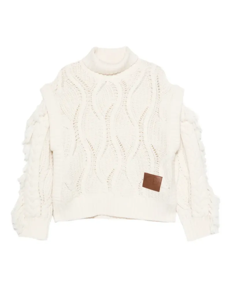 GOLDBERGH Brit Pullover mit Zopfmuster und Fransen - Nude Nude