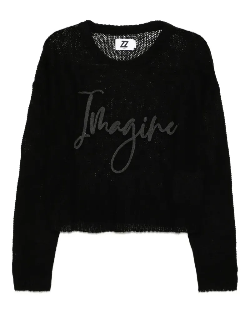 Izzue Sheer-Pullover mit Slogan-Stickerei - Schwarz Schwarz