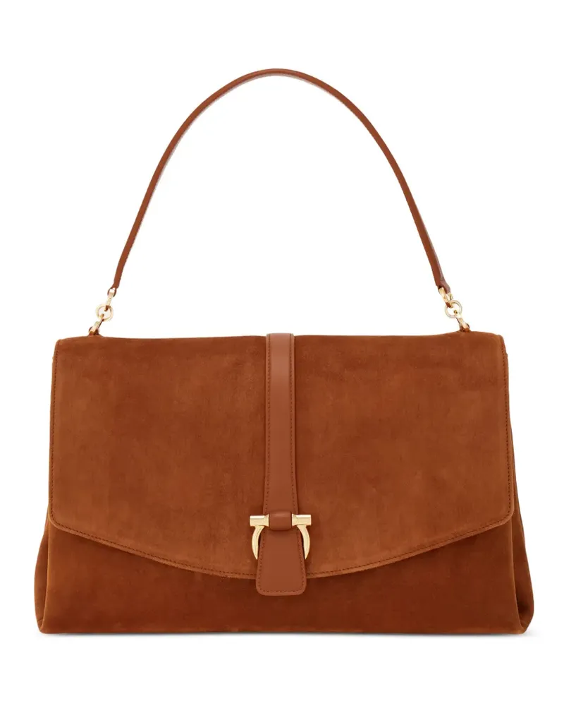Ferragamo Große Schultertasche mit Klappe - Braun Braun