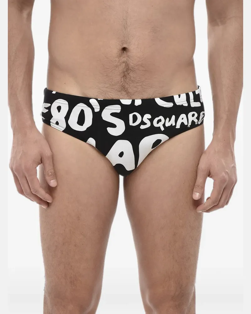 Dsquared2 Pop 80's logo-print elasticated swimming trunks - Schwarz Schwarz