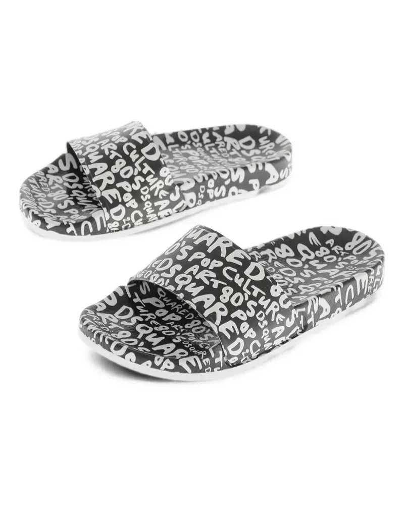 Dsquared2 logo-print slides - Schwarz Schwarz