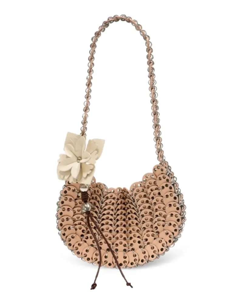 Paco Rabanne Moon Flip flower-embellished shoulder bag - Nude Nude