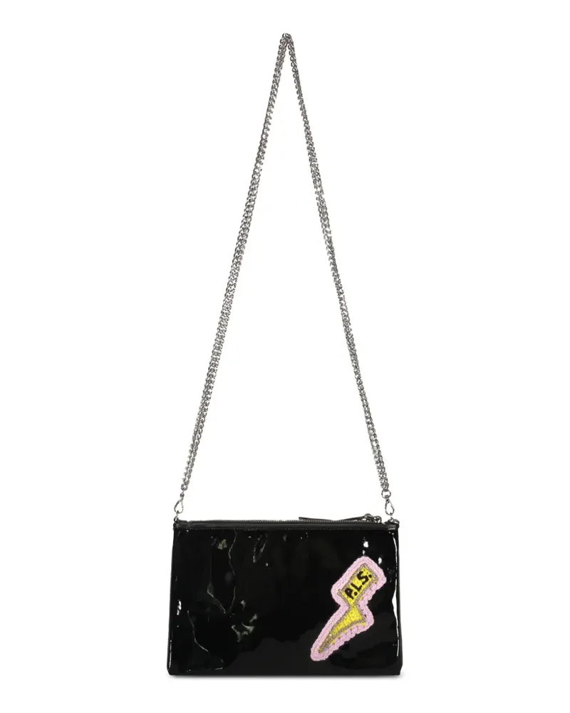 Philosophy Di Lorenzo Serafini lightning-patch leopard-print clutch bag - Schwarz Schwarz