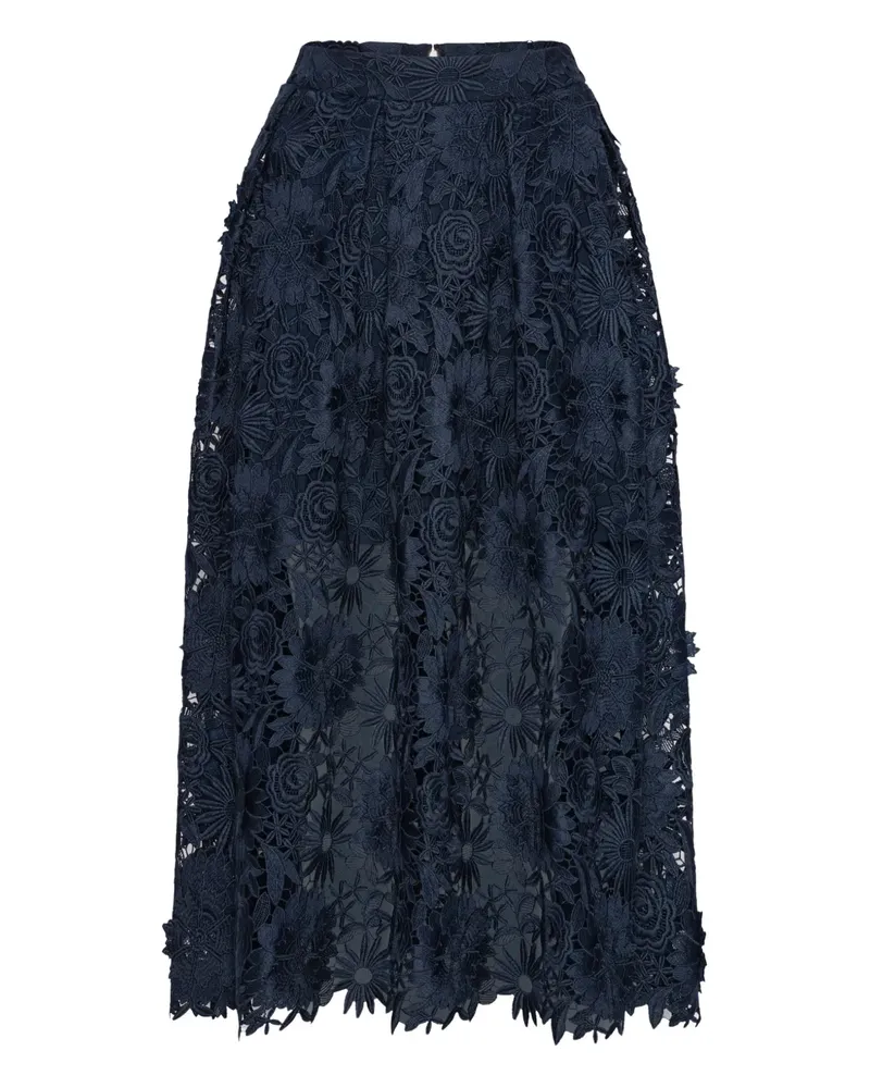 ROTATE Birger Christensen 3D Midirock aus Spitze - Blau Blau