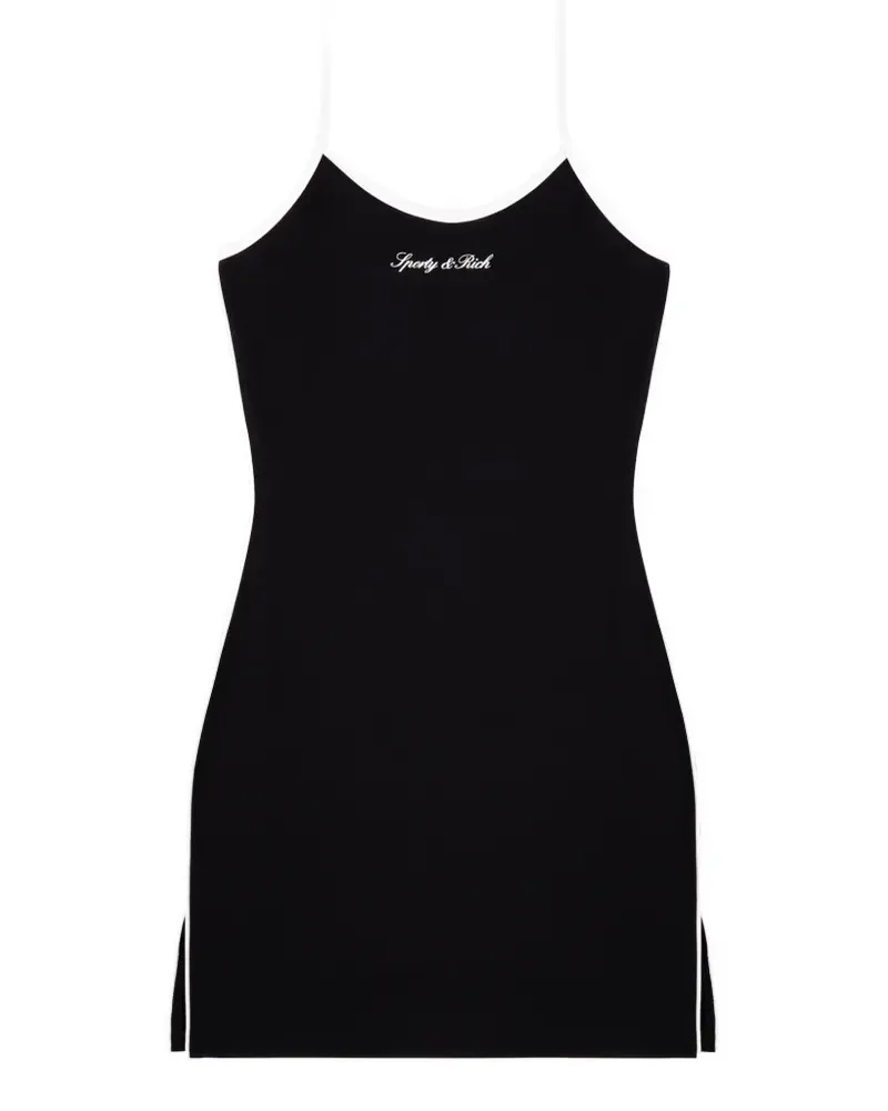 SPORTY & RICH logo-print contrast-trim dress - Schwarz Schwarz
