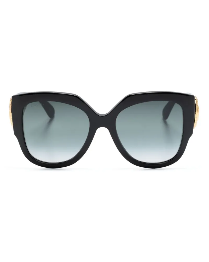 Gucci Sonnenbrille mit rundem Gestell - Schwarz Schwarz