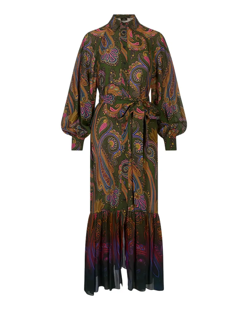 Etro paisley-print belted dress - Grün Grün