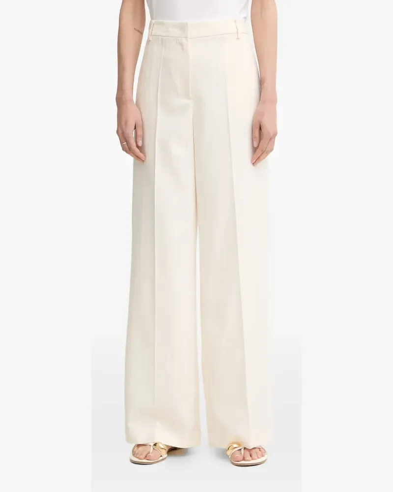 Patrizia Pepe chevron-pattern logo-plaque trousers - Nude Nude
