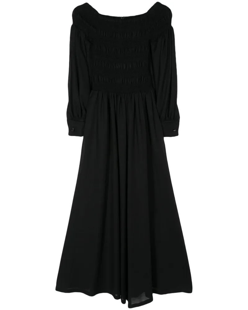 Max Mara Gesmoktes Maxikleid - Schwarz Schwarz