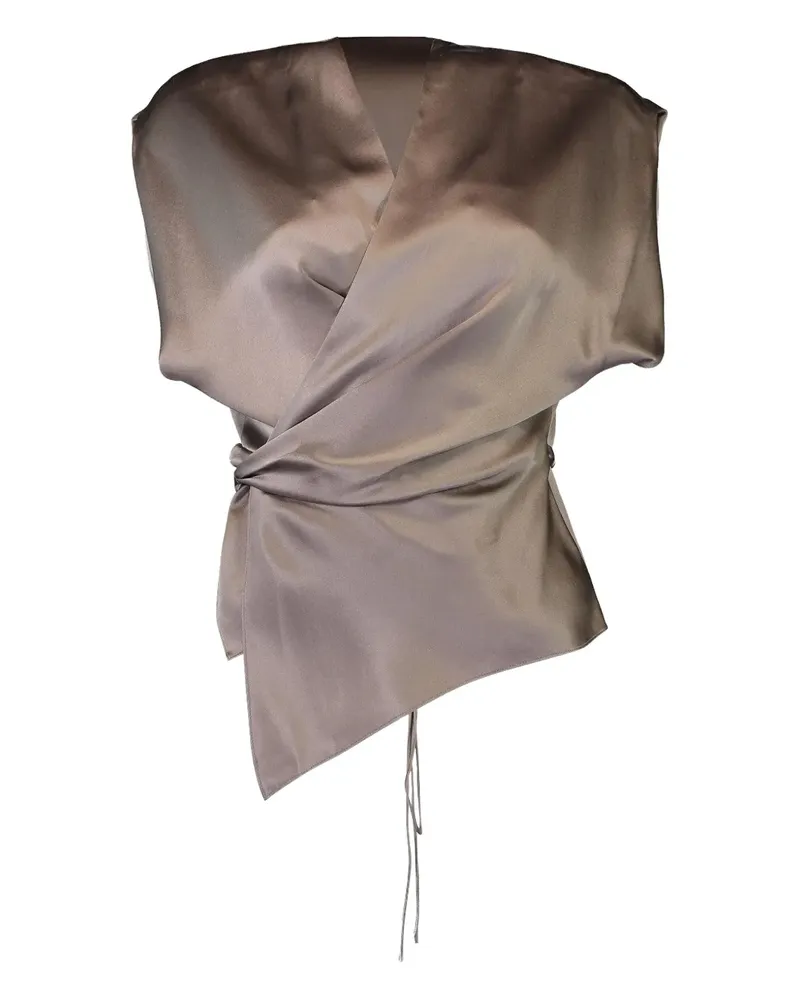 The Sei wrap-design satin blouse - Grau Grau
