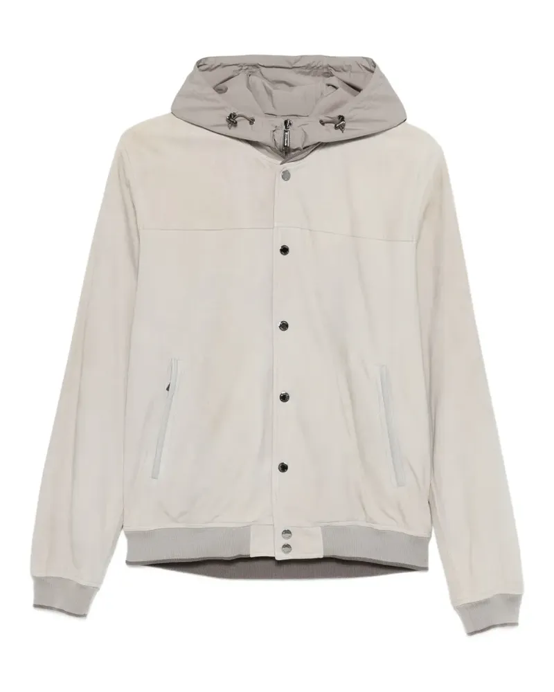 MOORER Kapuzen-Bomberjacke mit Druckknopf - Grau Grau