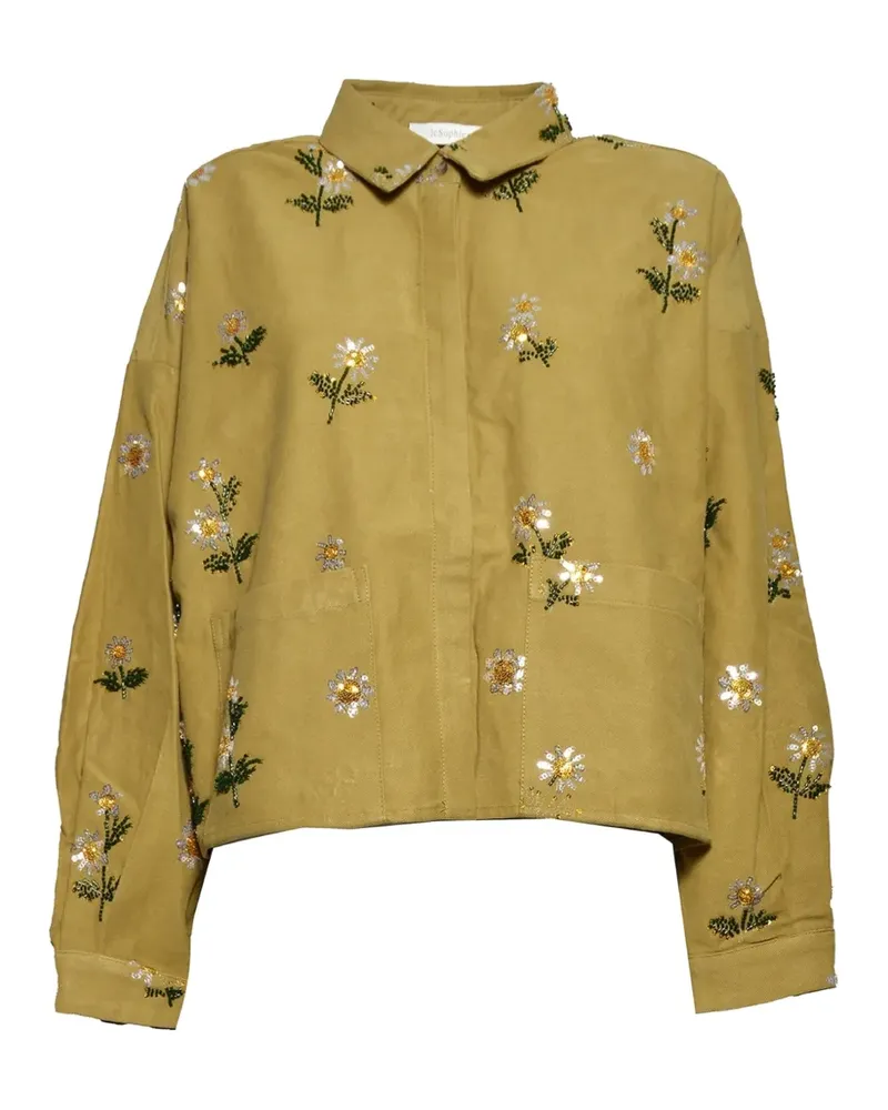 JcSophie Laura floral-embroidered shirt jacket - Grün Grün