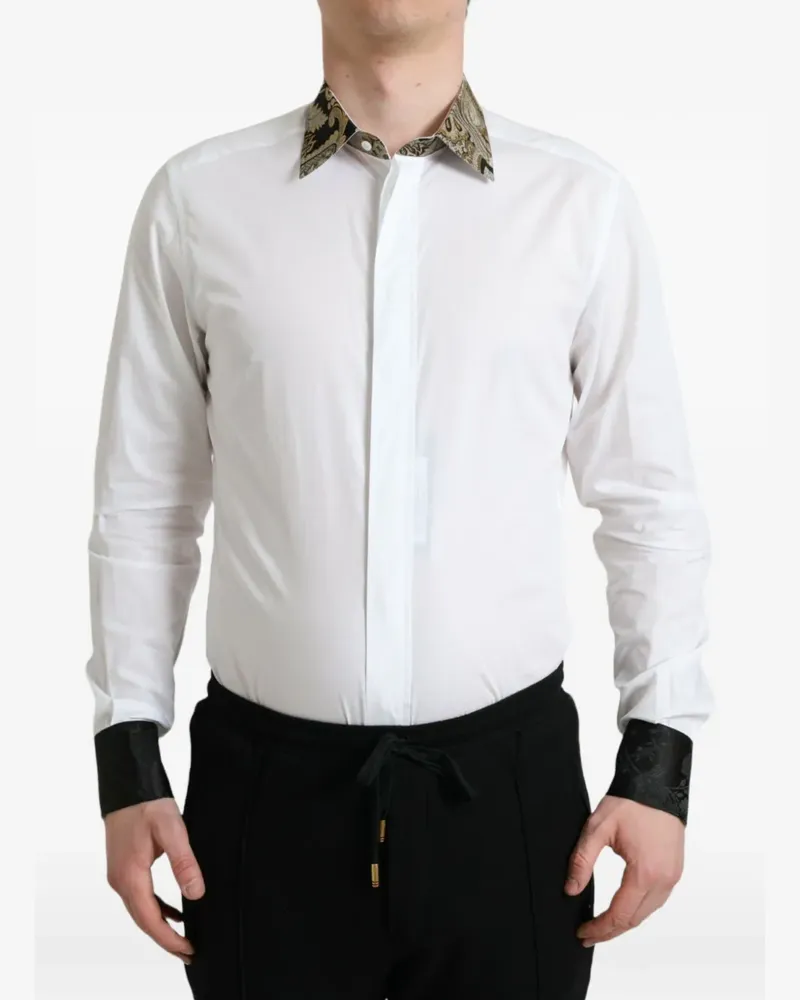 Dolce & Gabbana Hemd mit Jacquardkragen - Weiß Weiß