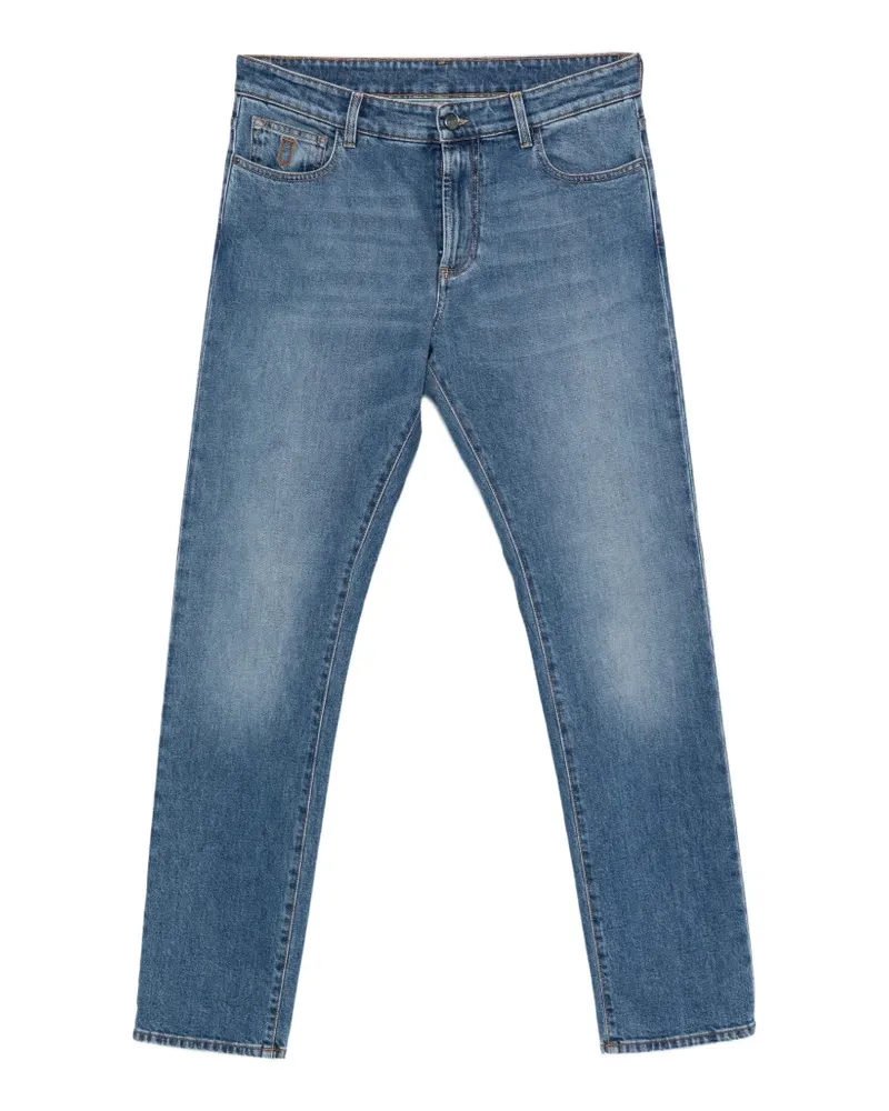 Canali Ausgeblichene Straight-Leg-Jeans - Blau Blau