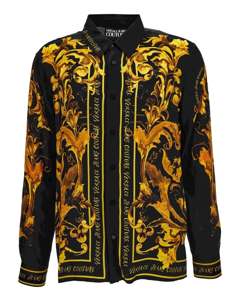 Versace Jeans Hemd mit barockem Print - Schwarz Schwarz