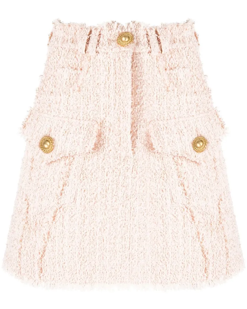 Balmain Ausgefranster Tweed-Minirock - Nude Nude