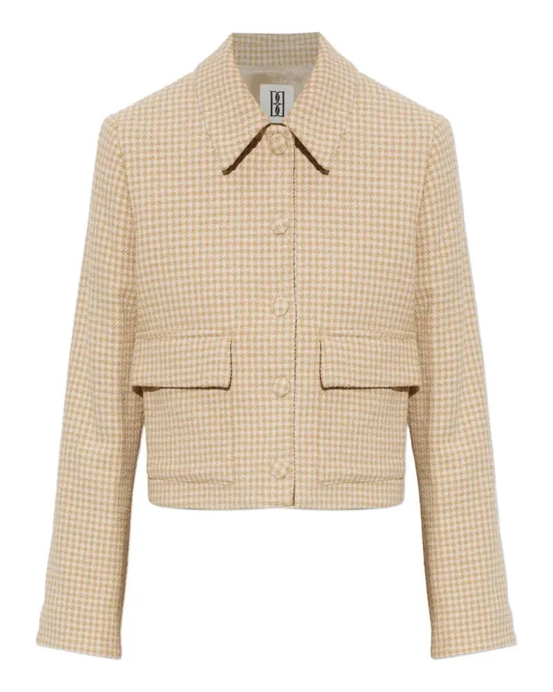 By Malene Birger Annie houndstooth-pattern cropped jacket - Nude Nude
