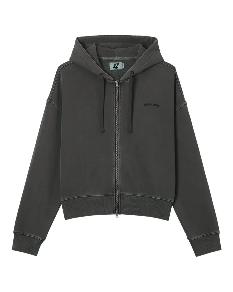 Izzue logo-embroidered zip-up hoodie - Grau Grau