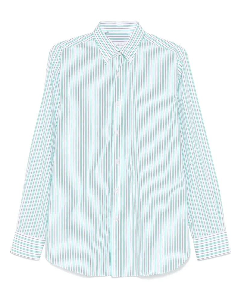 Brioni Gestreiftes Hemd - Weiß Weiß
