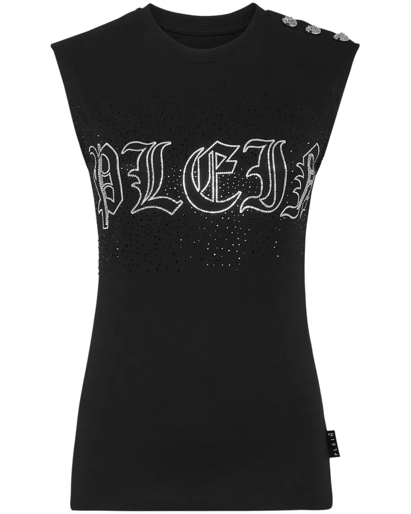 Philipp Plein Top mit Kristallen - Schwarz Schwarz