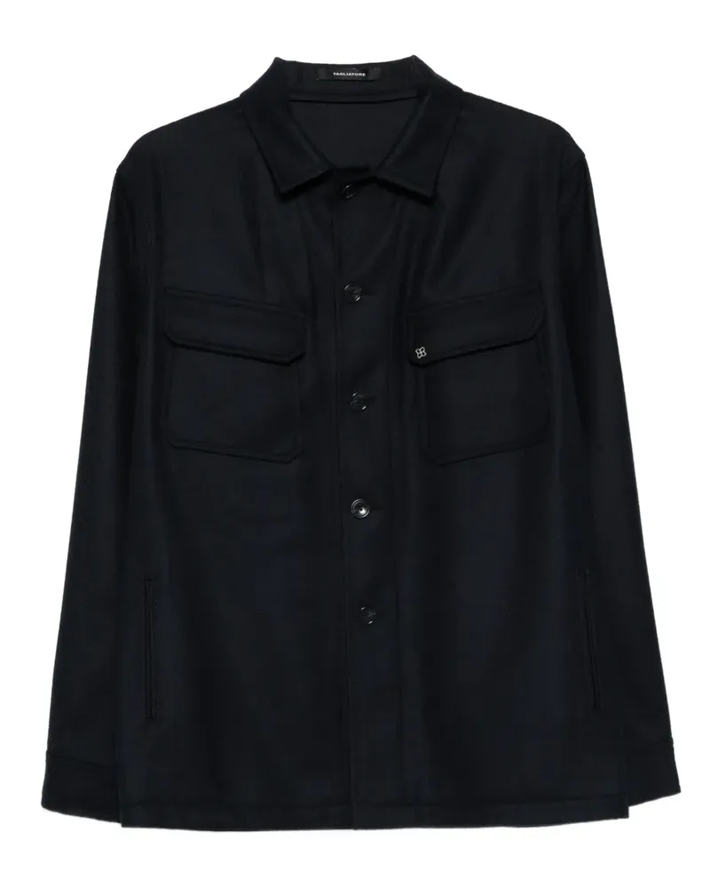Tagliatore Geknöpfte Hemdjacke mit Klappentasche - Blau Blau