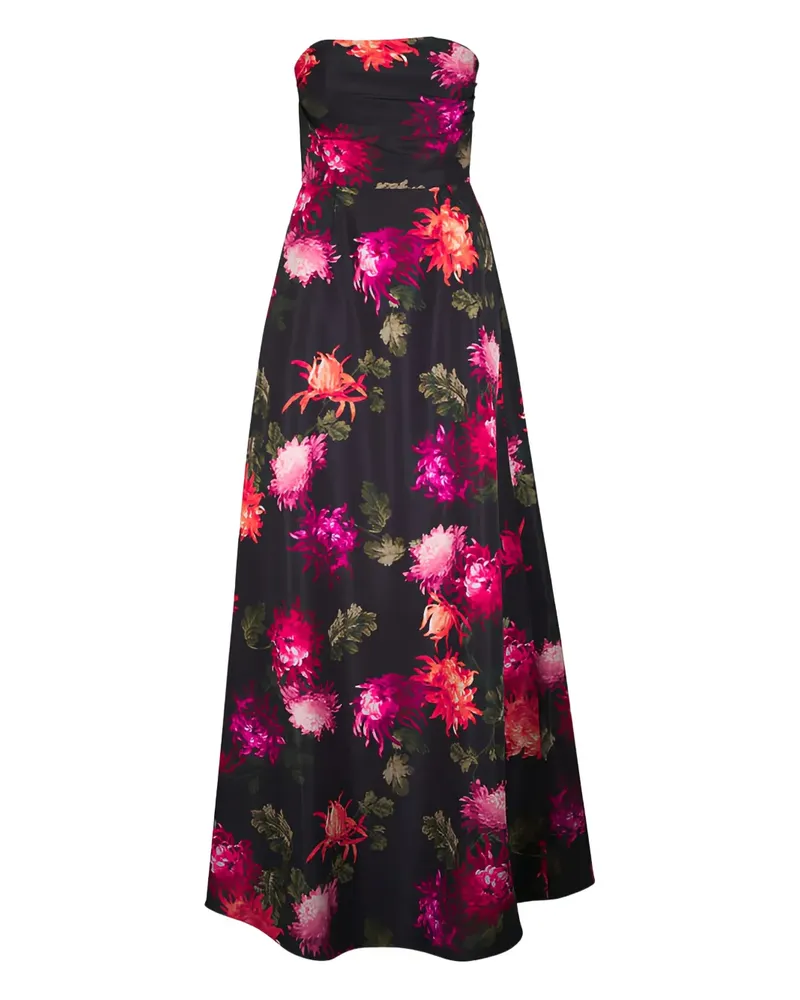 Carolina Herrera New York Schulterfreies Maxikleid mit Blumenmuster - Schwarz Schwarz