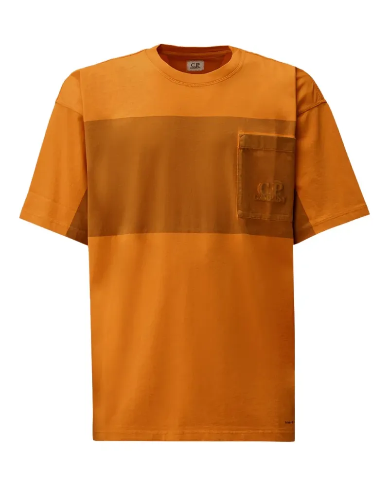 C.P. Company Gestreiftes T-Shirt mit Tascheneinsatz - Orange Orange
