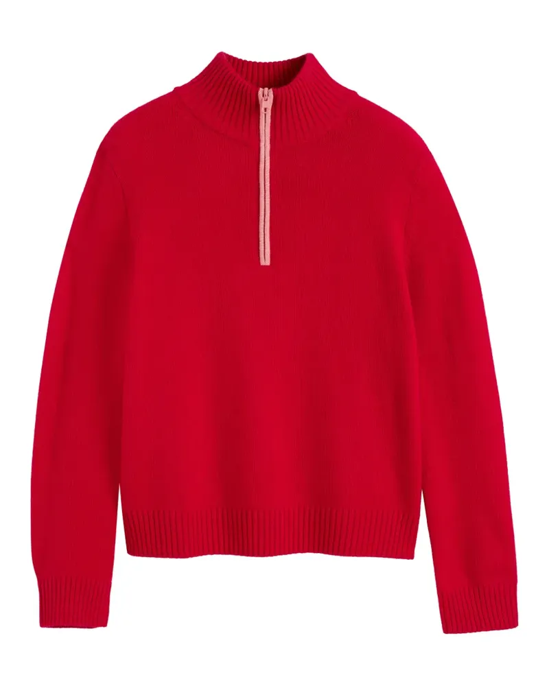 Chinti & Parker Gerippter Pullover mit Viertelreißverschluss - Rot Rot
