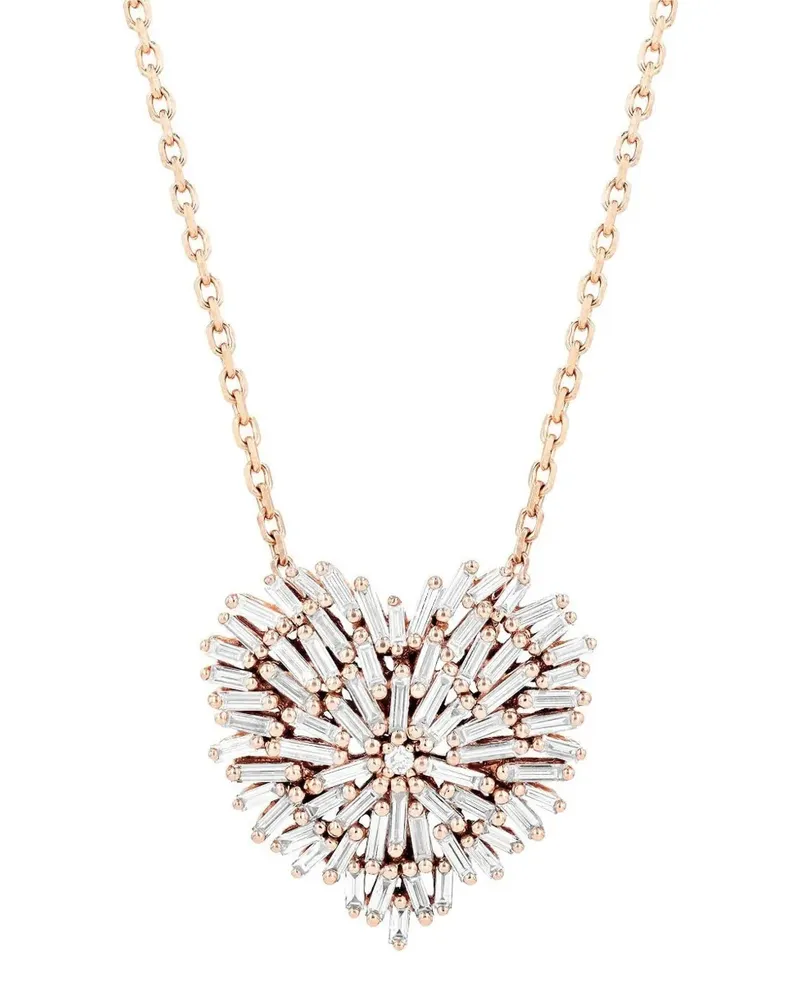 Suzanne Kalan 18kt rose gold Heart diamond necklace - Rosa Rosa