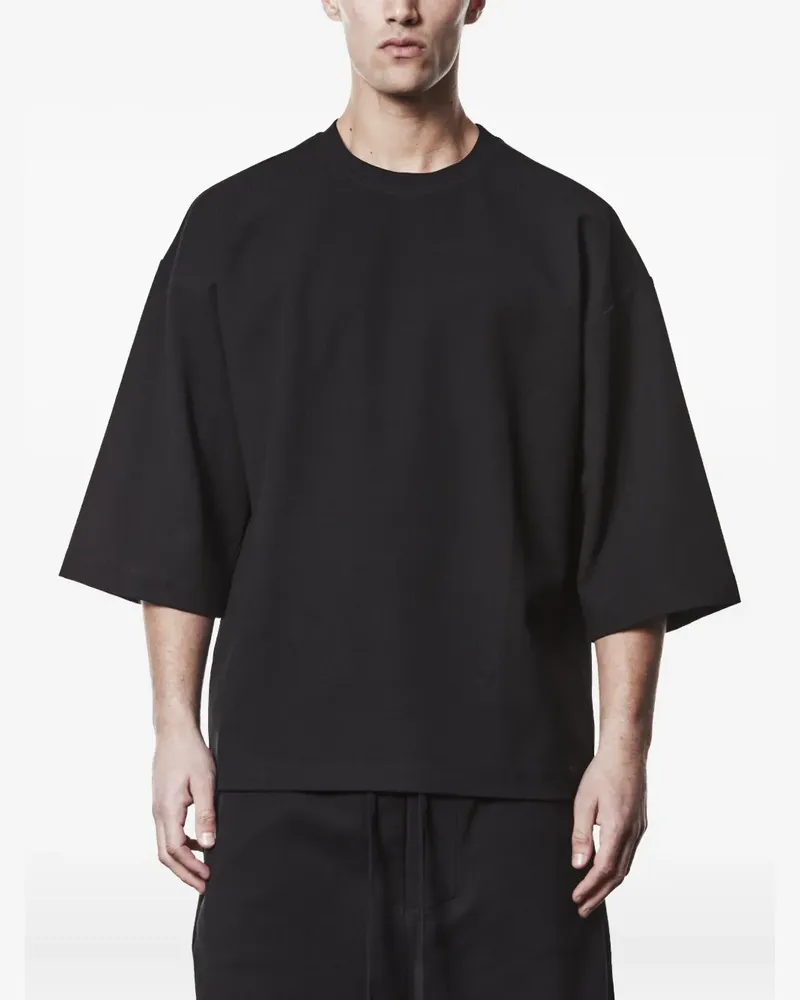 THOM KROM T-Shirt mit Cropped-Ärmeln - Schwarz Schwarz