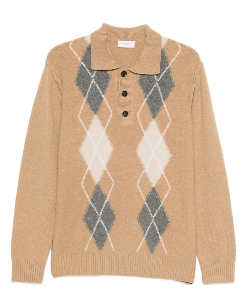 Paolo Pecora Milano Poloshirt mit Rautenmuster - Nude Nude