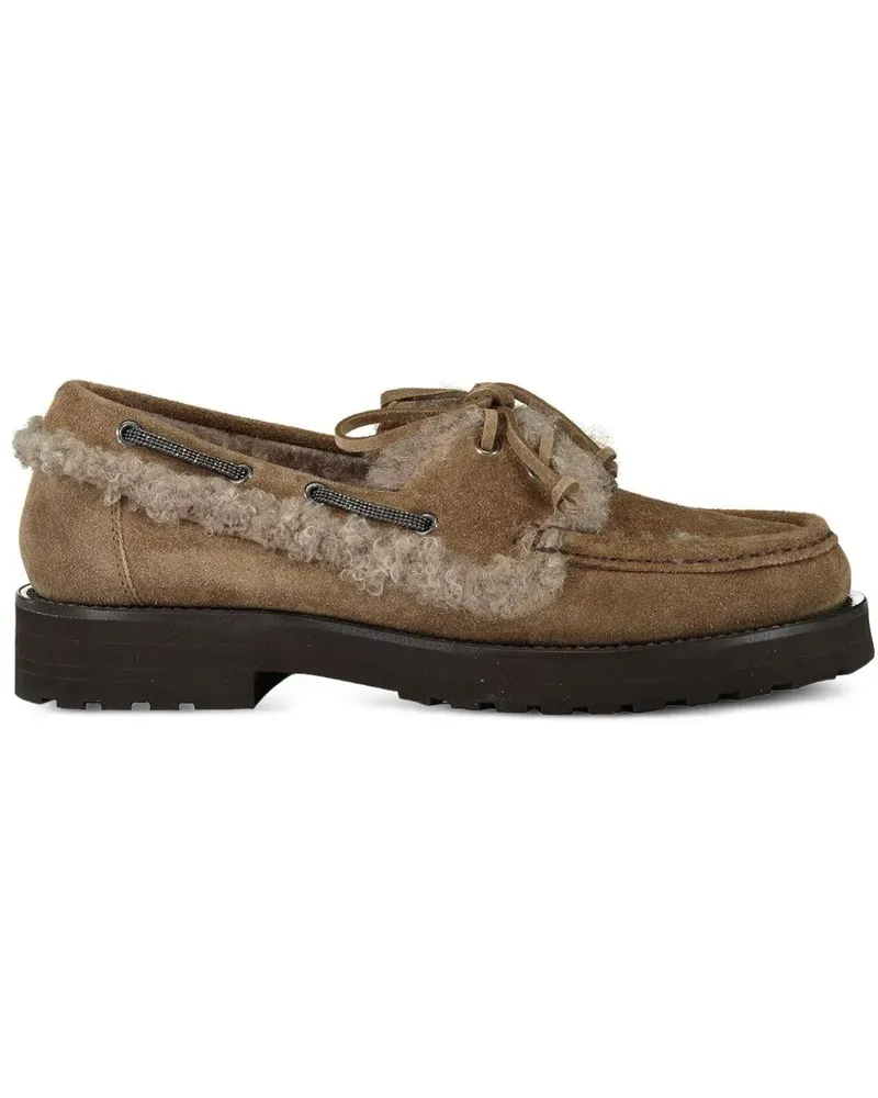 Brunello Cucinelli Loafer mit Fleece-Besatz - Braun Braun