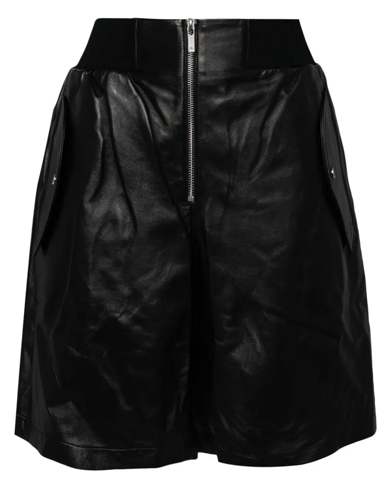 Helmut Lang Ledershorts mit Reißverschluss - Schwarz Schwarz