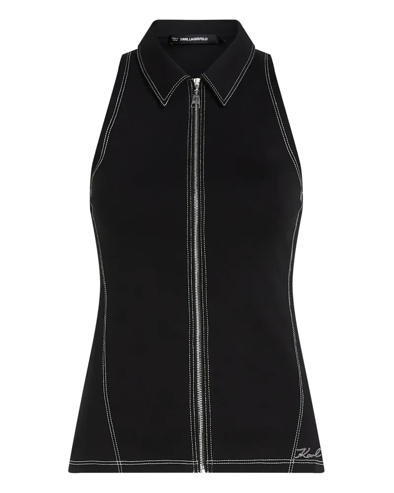 Karl Lagerfeld Top mit Kontrastnähten - Schwarz Schwarz