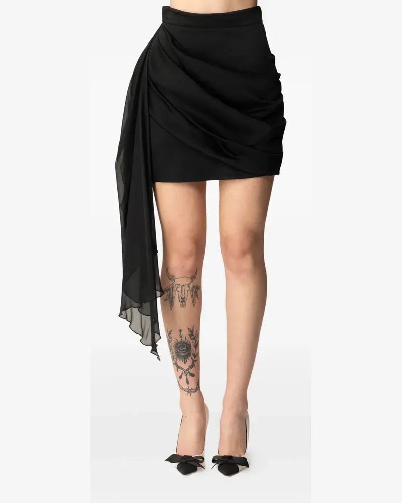 Elisabetta Franchi Drapierter Minirock mit Schärpe - Schwarz Schwarz