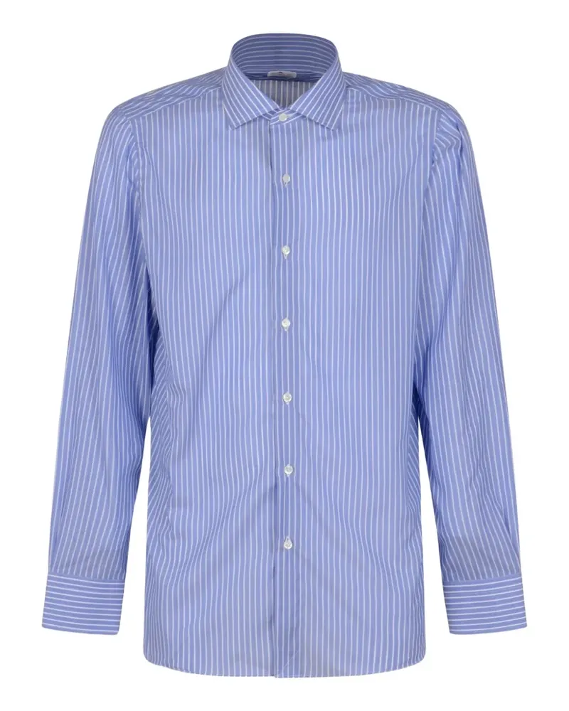 Finamore 1925 Hemd mit Längsstreifen - Blau Blau