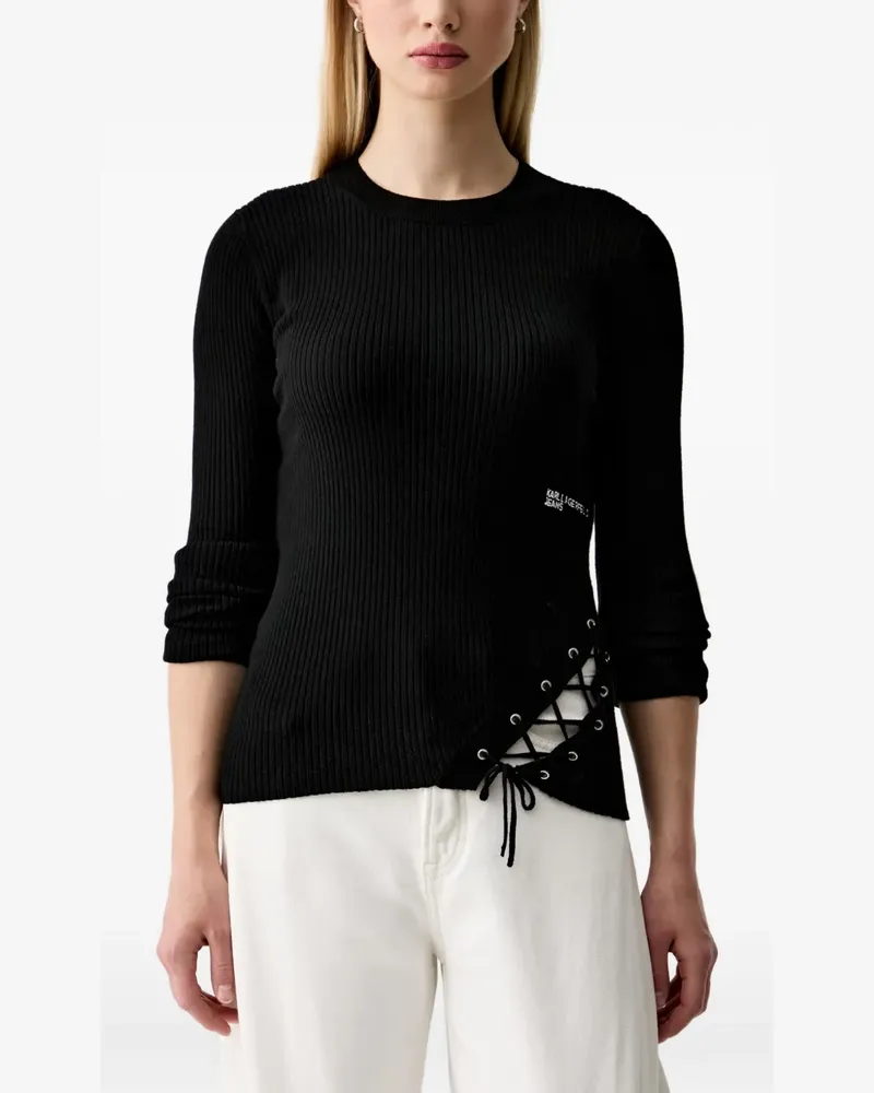 Karl Lagerfeld lace-up ribbed sweater - Schwarz Schwarz
