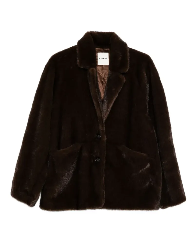 Sandro Mantel aus Faux Fur - Braun Braun