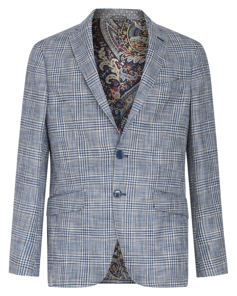 Etro Sakko mit kariertem Hahnentrittmuster - Blau Blau