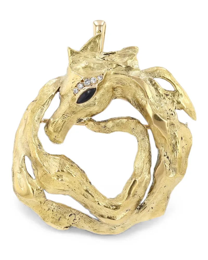 Cartier 1970s diamond and onyx dragon pendant - Gold Gold